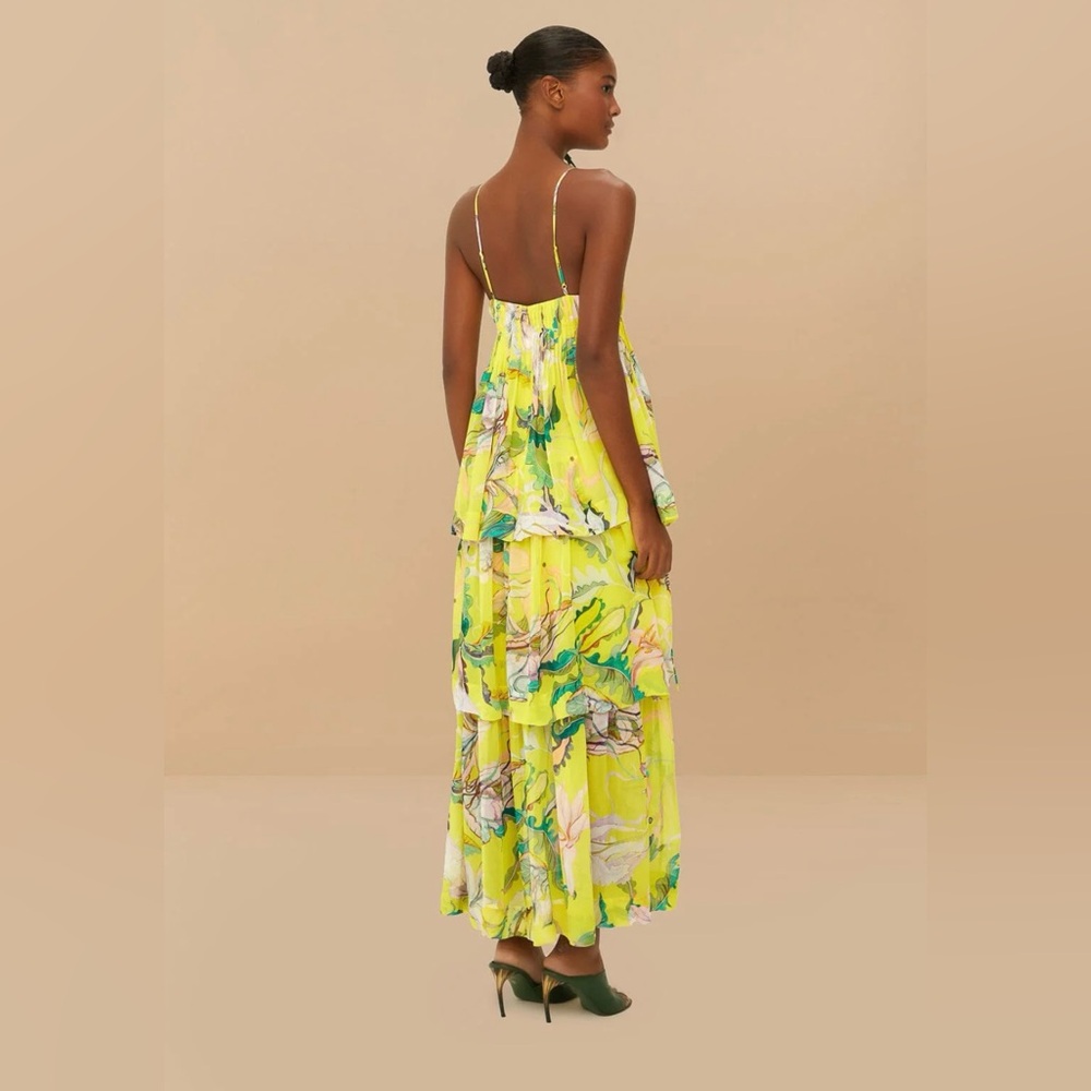 FARM Rio Yellow Floral Tiered Maxi Dress - Picture 2 of 7